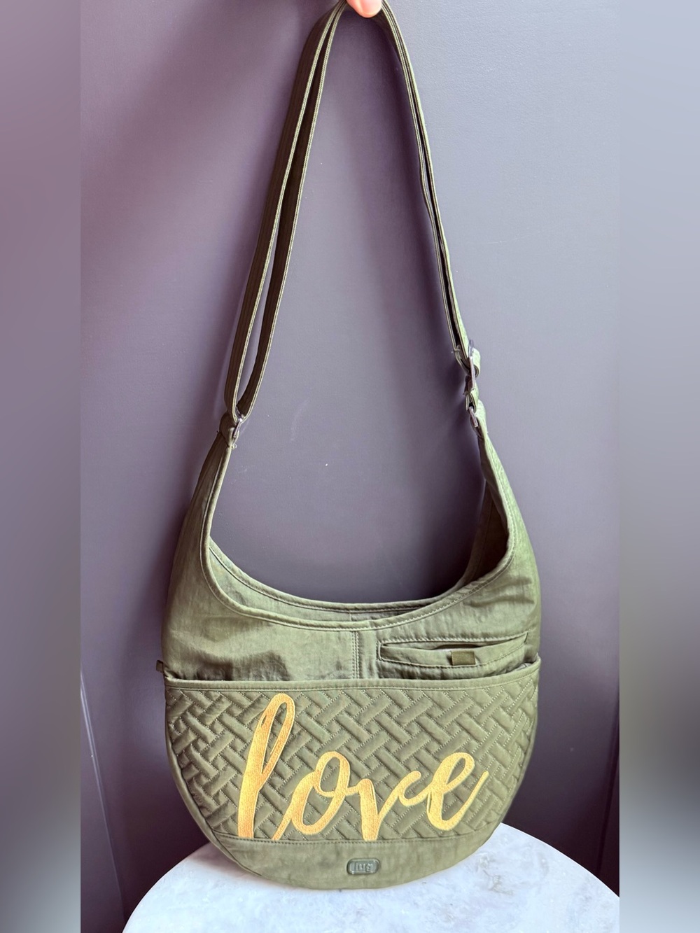 Lug Canopy "Love" Quilted Crossbody
Shoulder Bag
